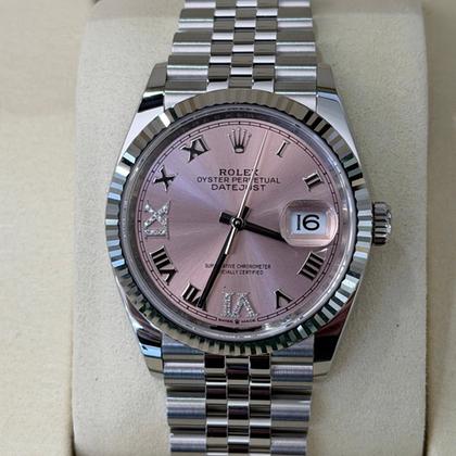 Rolex Datejust 36 NUOVO Jubilee 2025 quadrante Pink rosa con diamanti ore 6 e 9 full set