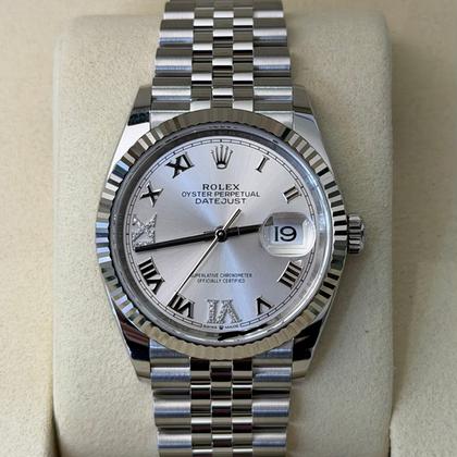 Rolex Datejust 36 NUOVO Jubilee 2025 quadrante Argentè con diamanti ore 6 e 9 full set