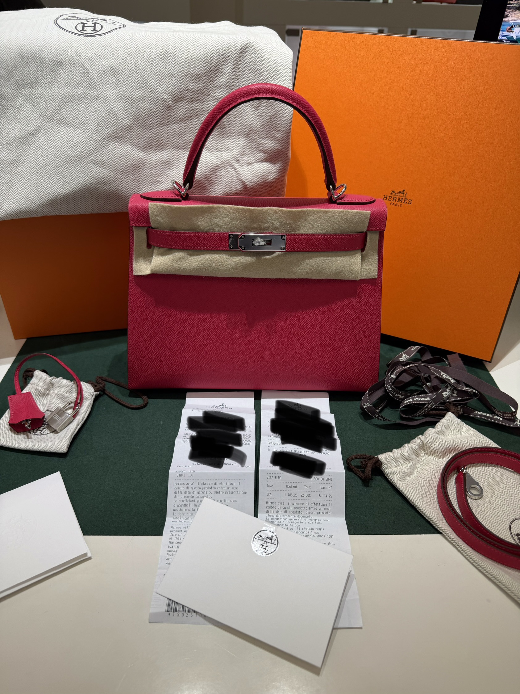 Hermès Kelly 28 sellier veau pellame epsom NUOVA 2025 Giugno seriale K color rose extreme con hardware palladio - Image 4