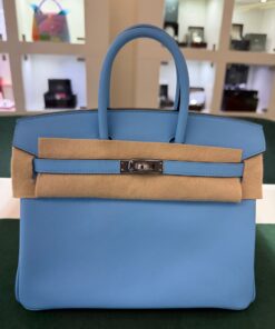 Hermès Birkin 25 veau swift celeste 7n stampa K NUOVA Settembre 2025 Il colore 7N Céleste di Hermès è un azzurro chiaro pastello