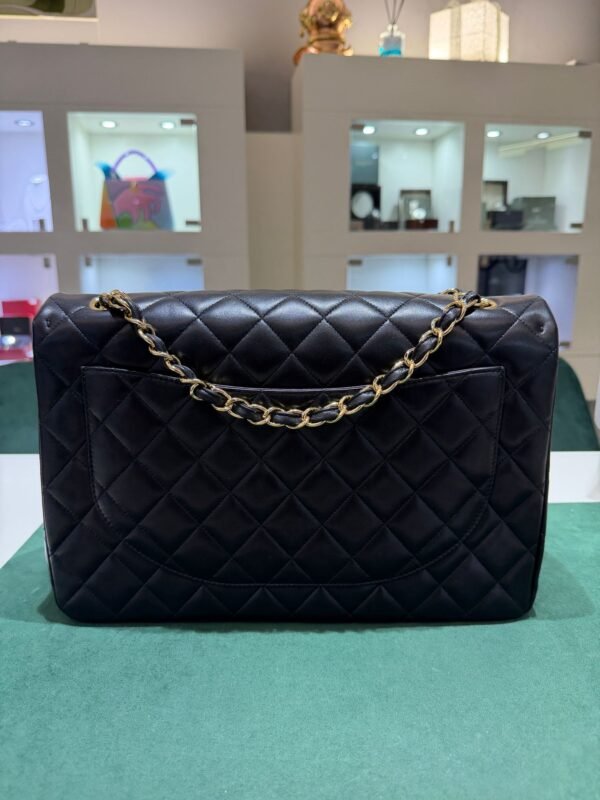 Chanel Maxi Jumbo timeless MAXI BORSA CLASSICA con Certificato card Chanel. Pelle martellata & metallo effetto dorato Nero.