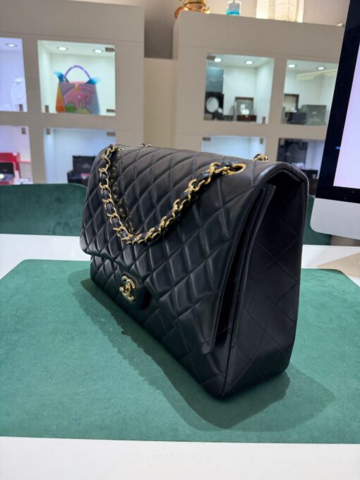 Chanel Maxi Jumbo timeless MAXI BORSA CLASSICA con Certificato card Chanel. Pelle martellata & metallo effetto dorato Nero. - Image 5