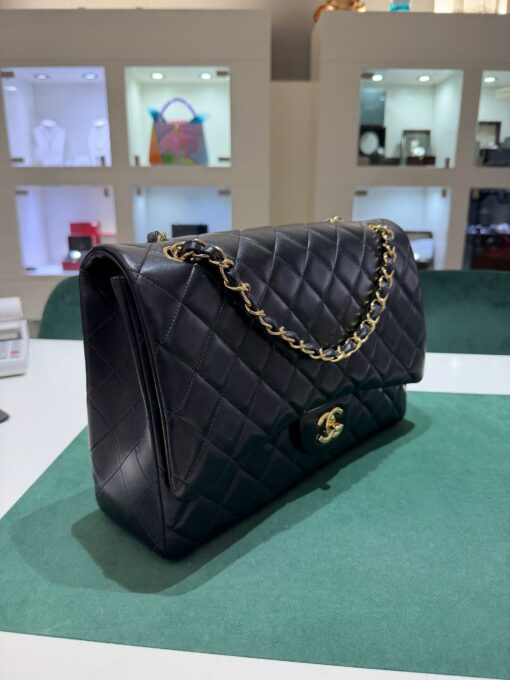 Chanel Maxi Jumbo timeless MAXI BORSA CLASSICA con Certificato card Chanel. Pelle martellata & metallo effetto dorato Nero. - Image 6