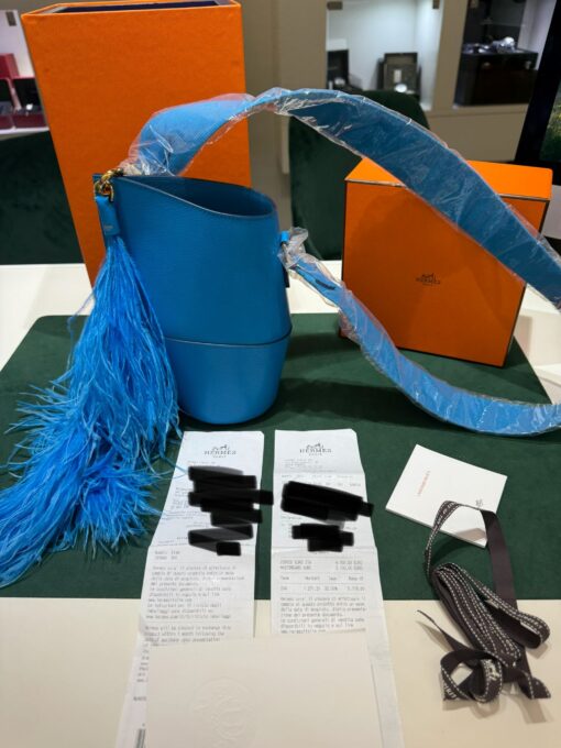 Hermès NUOVA SAC ETRILLE FOLIE S CHAMK ILA/PLUMES AU CHAMKIL NUOVA 2024 con scontrini ufficiali Hermès. - Image 4
