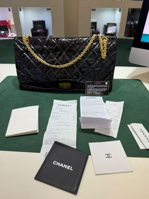Chanel 2.55 Maxi jumbo in vernice nera. Completa di carta di autenticità e dustbag - Image 6