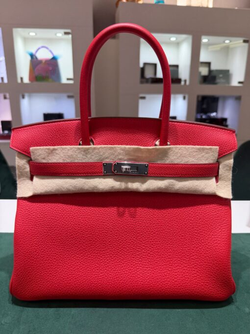 Hermès Birkin 30 retourne veau togo rouge radie stampa K NUOVA 2025 Agosto colore rouge hardware palladio full set con scontrino ufficiale Hermès pellicole stickers ovunque .