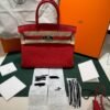 Hermès Birkin 30 retourne veau togo rouge radie stampa K NUOVA 2025 Agosto colore rouge hardware palladio full set con scontrino ufficiale Hermès pellicole stickers ovunque .