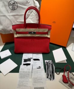 Alternative view of Hermès Birkin 30 retourne veau togo rouge radie stampa K NUOVA 2025 Agosto colore rouge hardware palladio full set con scontrino ufficiale Hermès pellicole stickers ovunque .