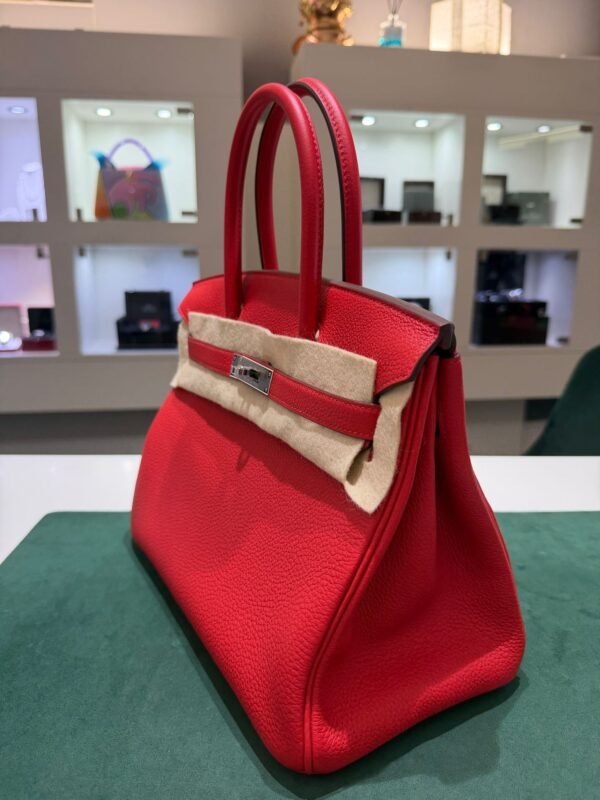 Hermès Birkin 30 retourne veau togo rouge radie stampa K NUOVA 2025 Agosto colore rouge hardware palladio full set con scontrino ufficiale Hermès pellicole stickers ovunque .