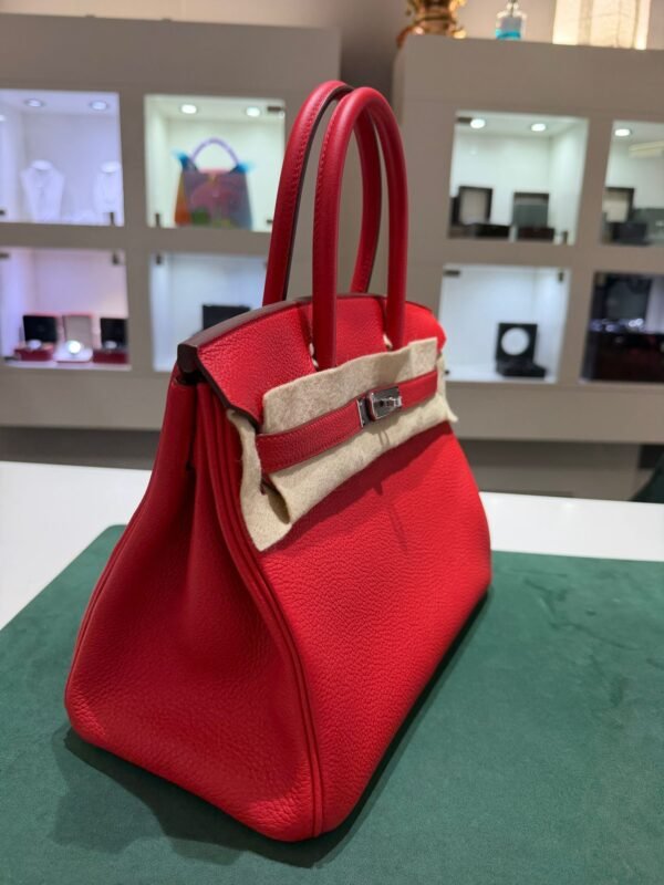 Hermès Birkin 30 retourne veau togo rouge radie stampa K NUOVA 2025 Agosto colore rouge hardware palladio full set con scontrino ufficiale Hermès pellicole stickers ovunque .