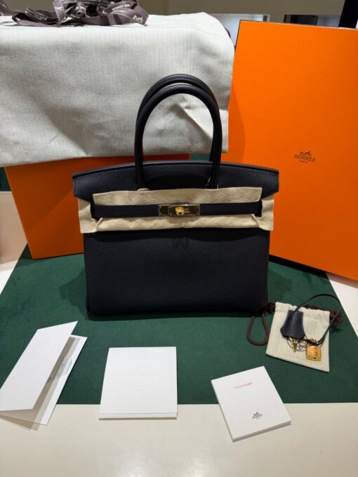 Hermès Birkin 30 retourne veau togo stampa seriale K Nuova 2025 Settembre color ( noir ) nero hardware dorato full set con scontrino ufficiale Hermès pellicole stickers ovunque - Image 3