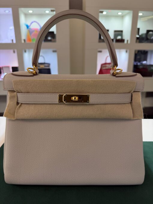 Hermès Kelly 28 retourne veau  pellame togo NUOVA 2025  Settembre seriale W color Beton ( cemento ) con hardware dorato