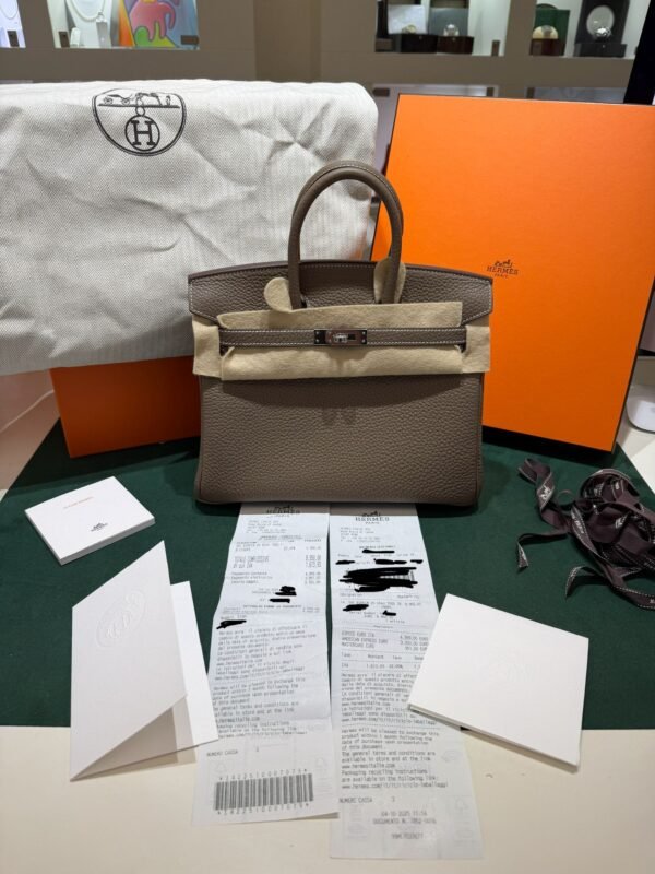 Hermès Birkin 25 ritorno vitello togo Etoupe stampa K NUOVA 2025 Ottobre colore etoupe