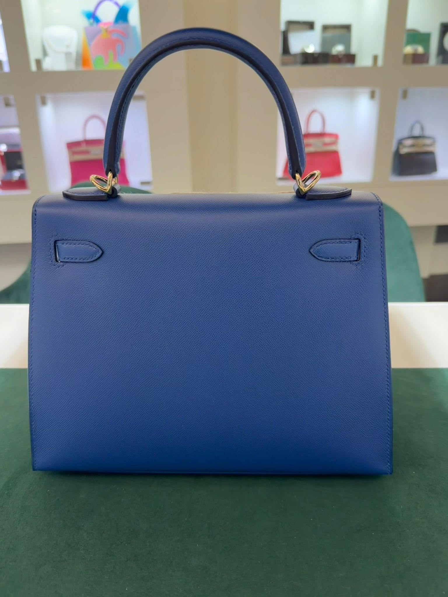 Hermès Kelly 25 sellier Nuova 2025 Settembre stampa K in pelle Blu madame P5 con hardware dorato con tutti gli adesivi di protezione dell’imballaggio e dell’hardware. - Image 6