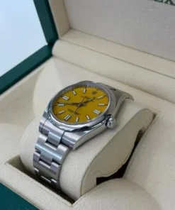 Alternative view of Rolex Oyster Perpetual 41 Yellow dial del 2021 excellent condition full set con documenti