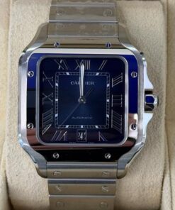 Cartier Santos De Cartier Large 39,8mm Blue Dial NUOVO 2025 doppio cinturino full set