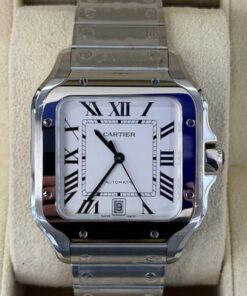 Cartier Santos De Cartier large 39,8mm Bianco NUOVO 2025 doppio cinturino full set