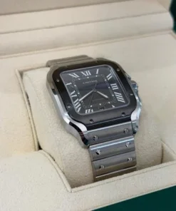 Alternative view of Cartier Santos Large 39,8mm automatic NUOVO 2025 black dial doppio cinturino full set