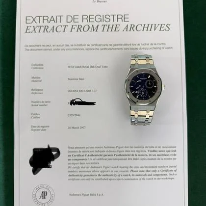 Audemars Piguet Royal Oak Dual Time 39mm nero del 2010 full set con documenti e scatola Audemars - Image 5