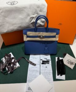 Alternative view of Hermès Birkin 25 veau swift color P5 blue tie stampa K NUOVA Ottobre 2025 hardware palladio full set con scontrino ufficiale Hermès pellicole stickers ovunque