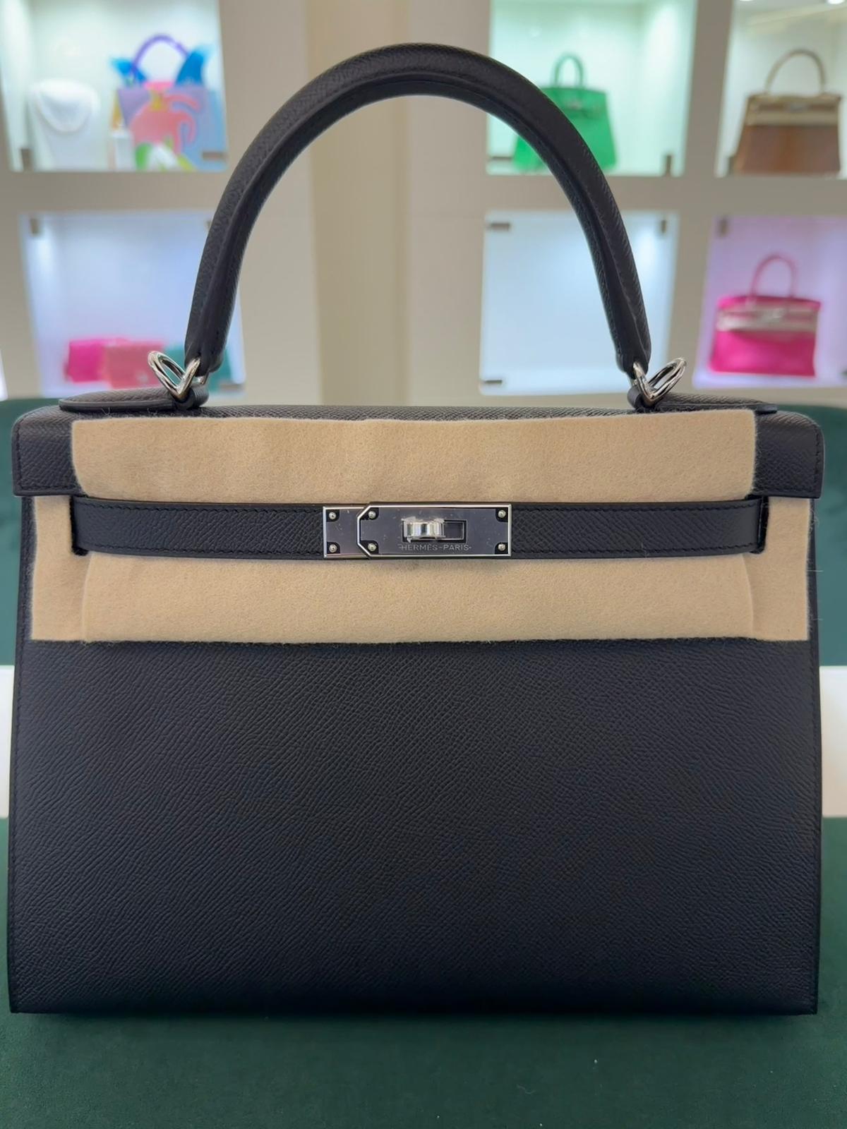 Hermès Kelly 28 sellier veau pellame epsom NUOVA 2025 Novembre seriale K color Noir ( nero ) con hardware palladio