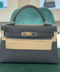 Hermès Kelly II Sellier Mini – vert  - Epsom –  Sellier - Electrum Silver Hardware NUOVA