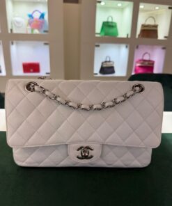 Chanel Classic Double Flap Bag Medium Bianca  del 2011