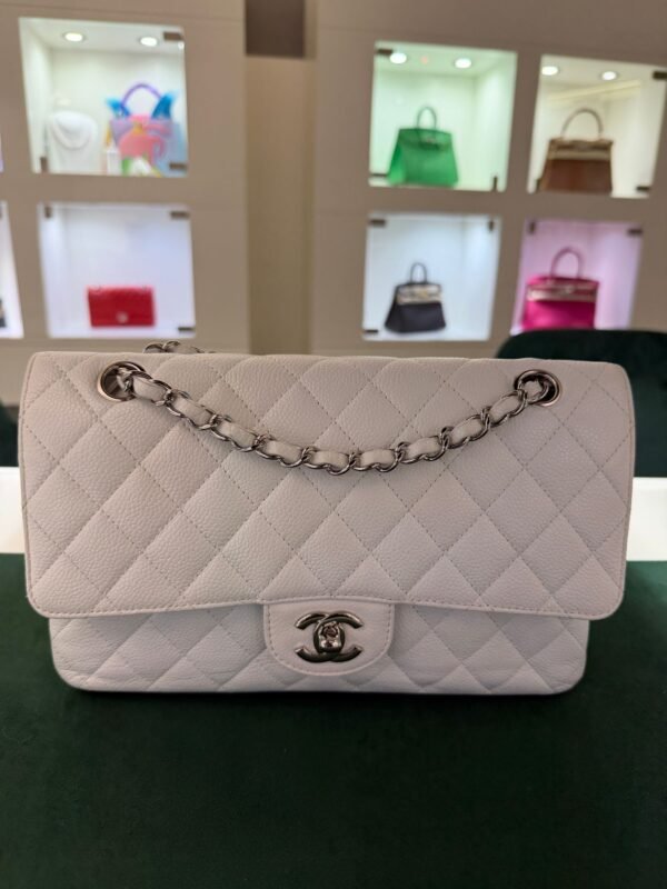 Chanel Classic Double Flap Bag Medium Bianca  del 2011