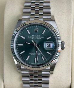 Rolex Datejust 36 verde menta green NUOVO 2025 Novembre Italia full set con documenti e scatola
