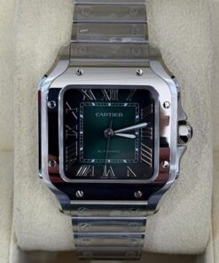 Cartier Santos De Cartier green Dial Medium 35,1mm NUOVO 2025 doppio cinturino full set