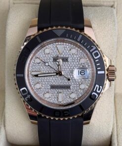 Rolex Yacht-Master 40 DIAMONDS pavè dial del 2021 excellent condition full set rose gold