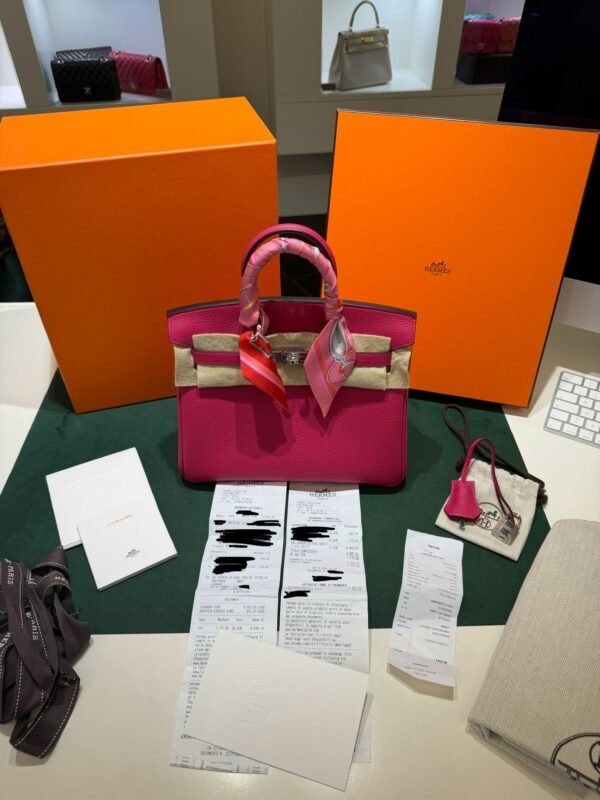 Hermès Birkin 25 retourne veau togo colore rose mexico stampa K NUOVA 2025 Ottobre hardware palladio full set