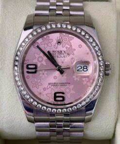 Rolex Datejust 36 del 2009 pink floral dial ghiera in diamanti full set top condition