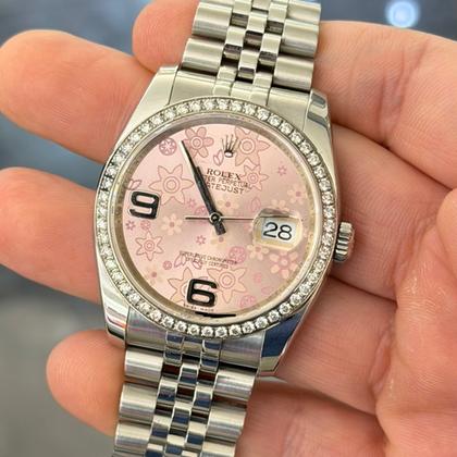 Rolex Datejust 36 del 2009 pink floral dial ghiera in diamanti full set top condition - Image 5