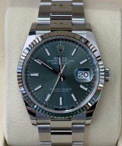 Rolex Datejust 36 verde menta green NUOVO 2025 Dicembre Oyster Italia full set con documenti