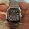 Cartier Santos large 39,8mm automatic NUOVO 2025 black dial full set doppio cinturino