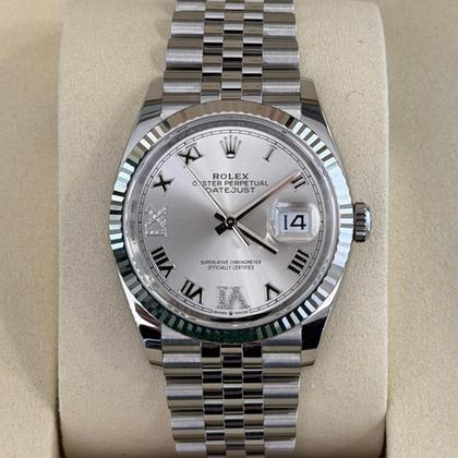 Rolex Datejust 36 NUOVO Jubilee 2026 quadrante Argentè con diamanti ore 6 e 9 full set