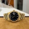 Rolex Day-Date 36 quadrante nero in diamanti del 1985 coevo yellow gold con scatola Rolex