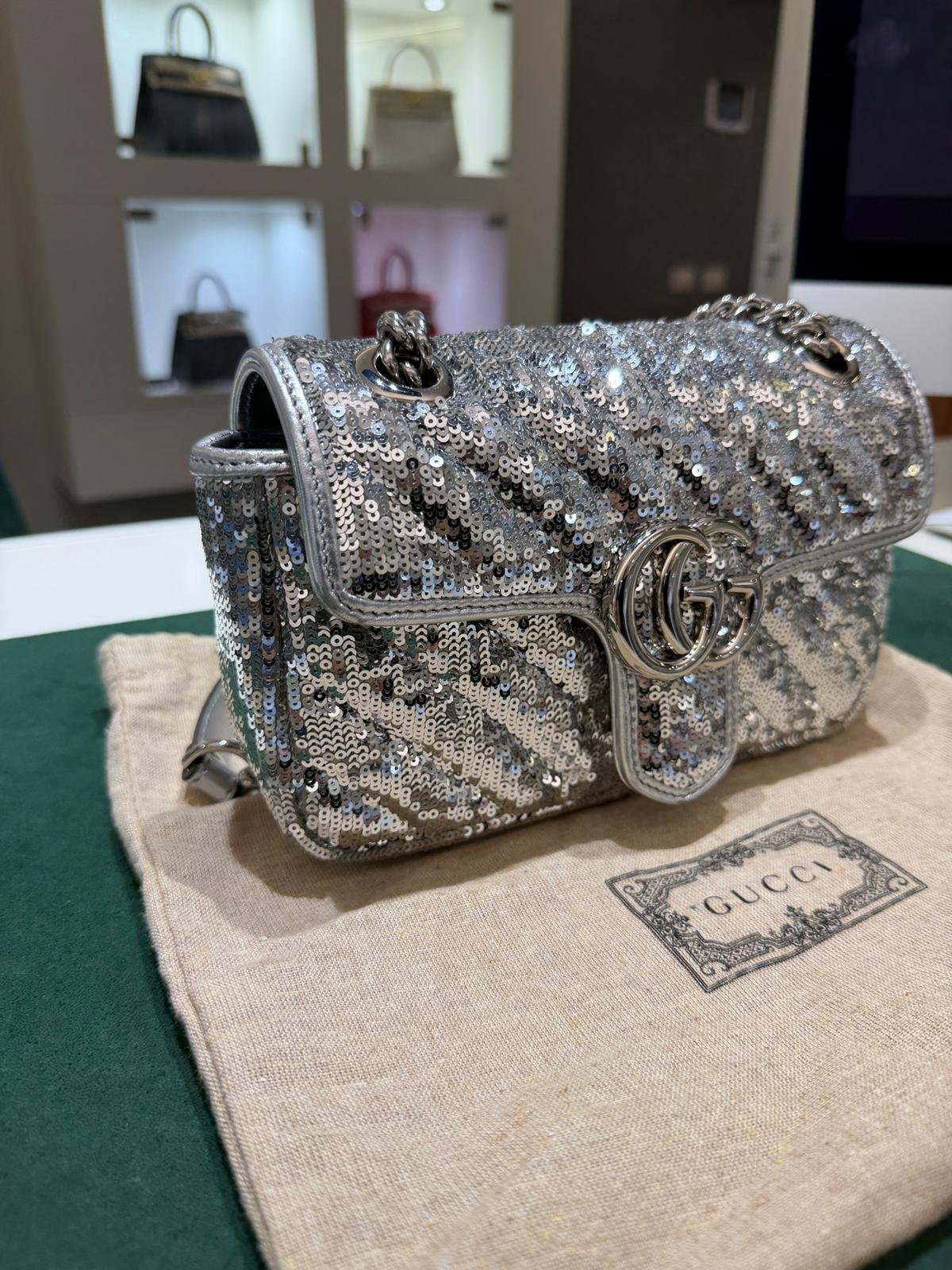 π Gucci GG Marmont 2.0 β Paillettes argento - immagine 5