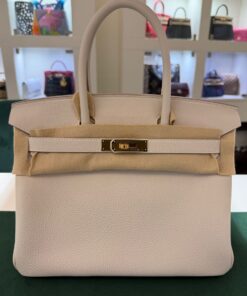 Hermès Birkin 30 retourne veau togo color craie stampa K NUOVA 2026 hardware dorato full set con scontrino ufficiale Hermès pellicole stickers ovunque