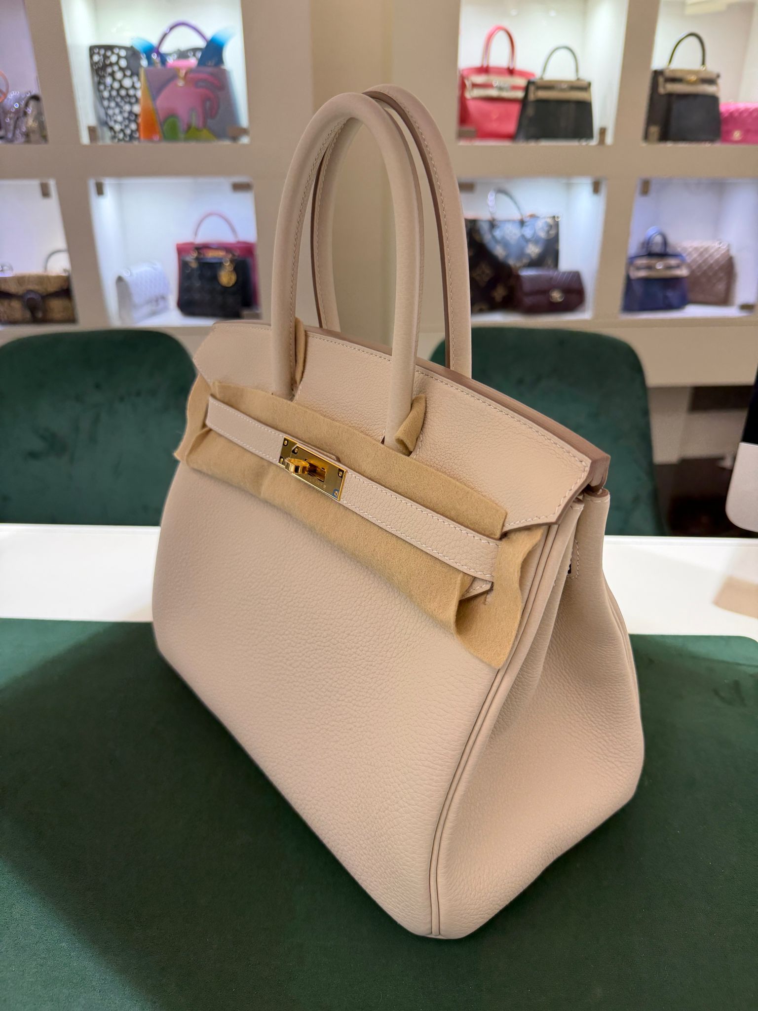 Hermès Birkin 30 retourne veau togo color craie stampa K NUOVA 2026 hardware dorato full set con scontrino ufficiale Hermès pellicole stickers ovunque - Image 4