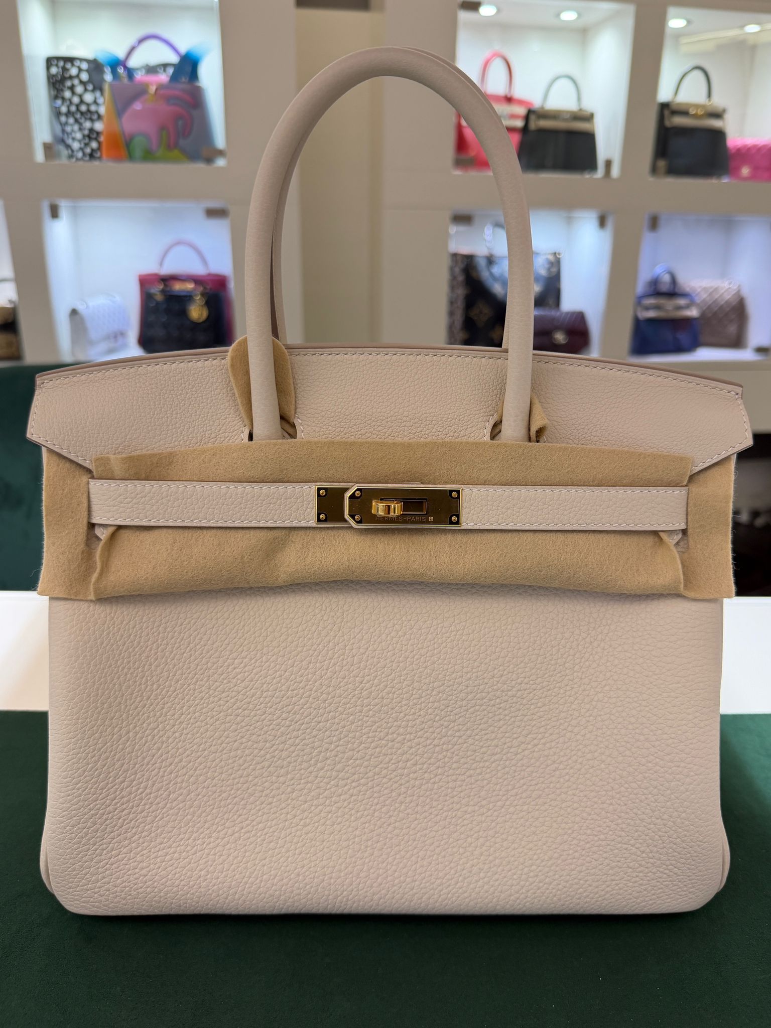 Hermès Birkin 30 retourne veau togo color craie stampa K NUOVA 2026 hardware dorato full set con scontrino ufficiale Hermès pellicole stickers ovunque