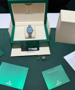 Alternative view of Rolex Datejust 31 blue floral motif con diamanti NUOVO 2024 jubilee full set con documenti