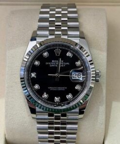 Rolex Datejust 36 NUOVO 2025 quadrante nero in diamanti jubilee full set con documenti
