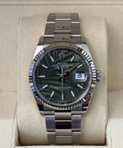 Rolex Datejust 36 NUOVO quadrante palme dial palma verde full set con documenti e scatola