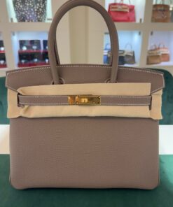 Hermès Birkin 30 retourne veau togo Etoupe stampa K NUOVA Febbraio 2026 colore Etoupe hardware dorato full set con scontrino ufficiale Hermès pellicole stickers ovunque .