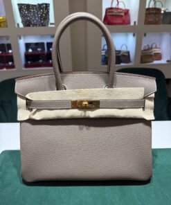 Alternative view of Hermès Birkin 30 retourne veau togo Etoupe stampa K NUOVA Febbraio 2026 colore Etoupe hardware dorato full set con scontrino ufficiale Hermès pellicole stickers ovunque .