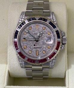 Rolex GMT-Master II del 2011 con zaffiri e diamanti full set top condition con documenti scatola