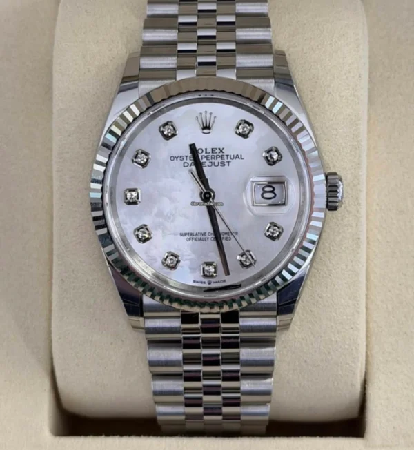 Rolex Datejust 36 NUOVO 2026 quadrante madreperla in diamanti MOP full set con documenti