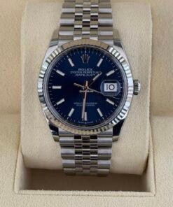 Rolex Datejust 36 mm Blu del 2024 full set top condition con documenti e scatola Rolex